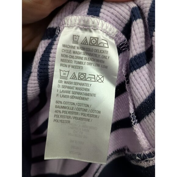 Denim & Co Active Womens Tunic Top Sz 1X Purple Striped Thermal Cowl Neck Lounge - Picture 5 of 7